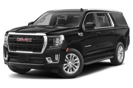 A black suv is parked on a white background.
