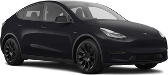 A black tesla model 3 with a texas license plate