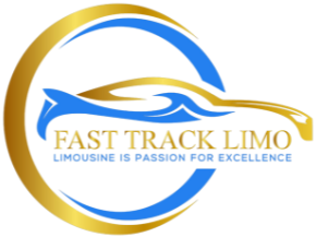 A logo for fast track limo limousine is passion for excellence
