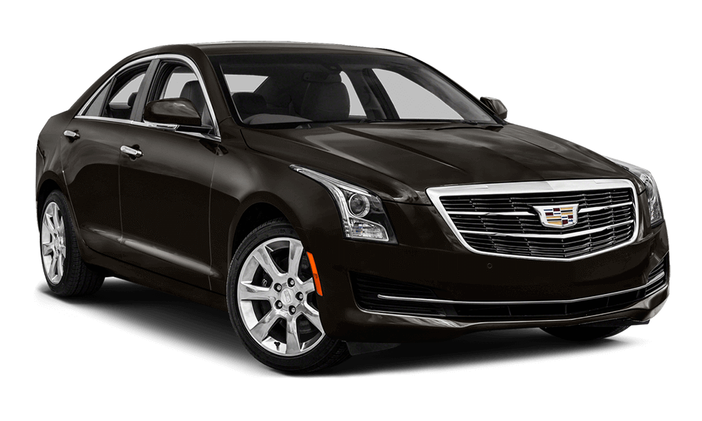 A black cadillac ats is shown on a white background.