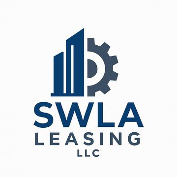 Logo: Blue buildings and gear icon above "SWLA Leasing LLC" text.