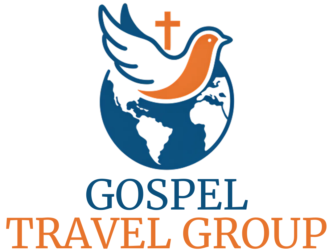 Logo: White dove with orange wing over a globe, cross above. Text: 