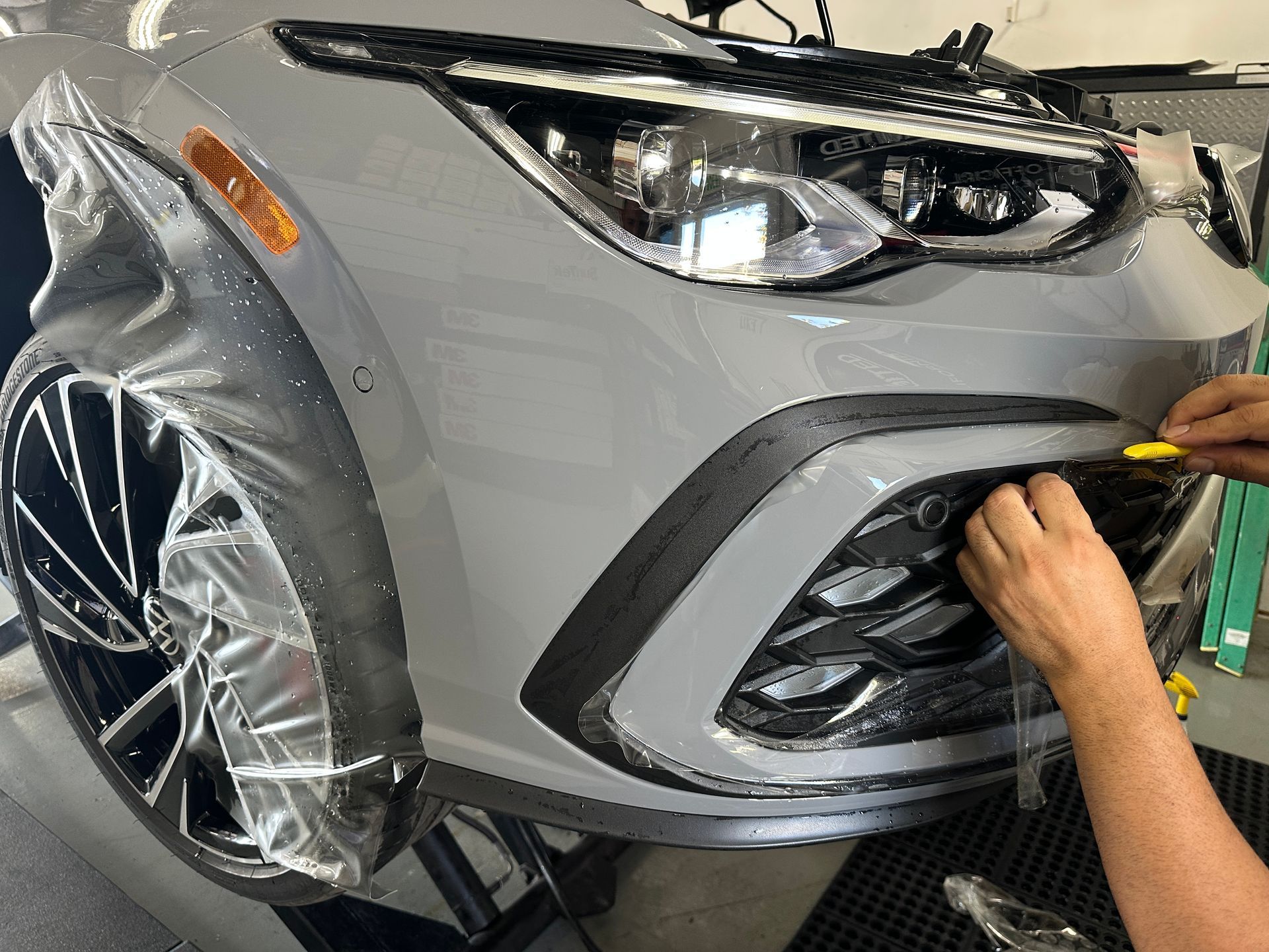 Mercedes Paint Protection Film Installation on Headlight