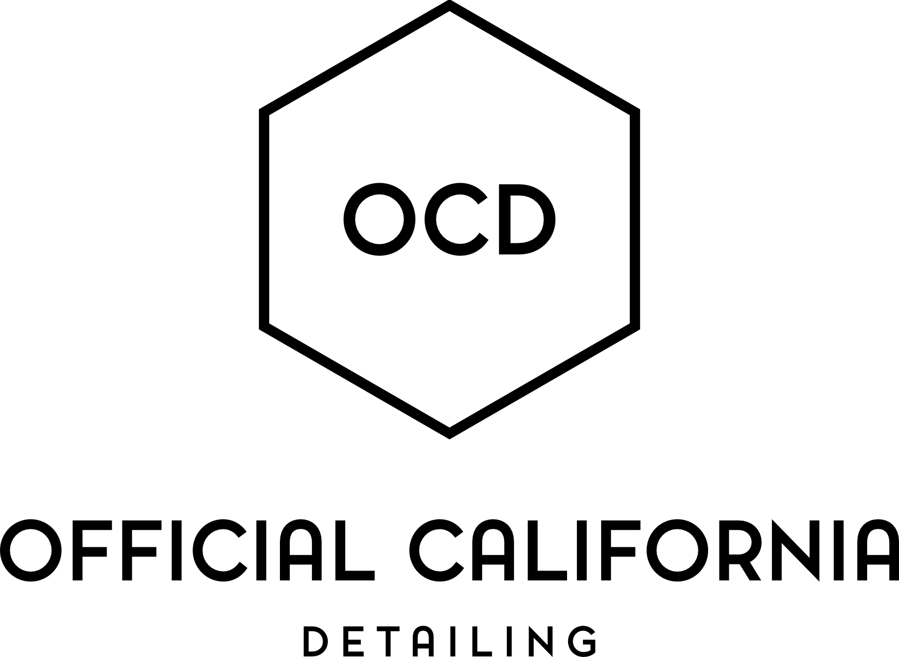 A black and white logo for official california detailing.