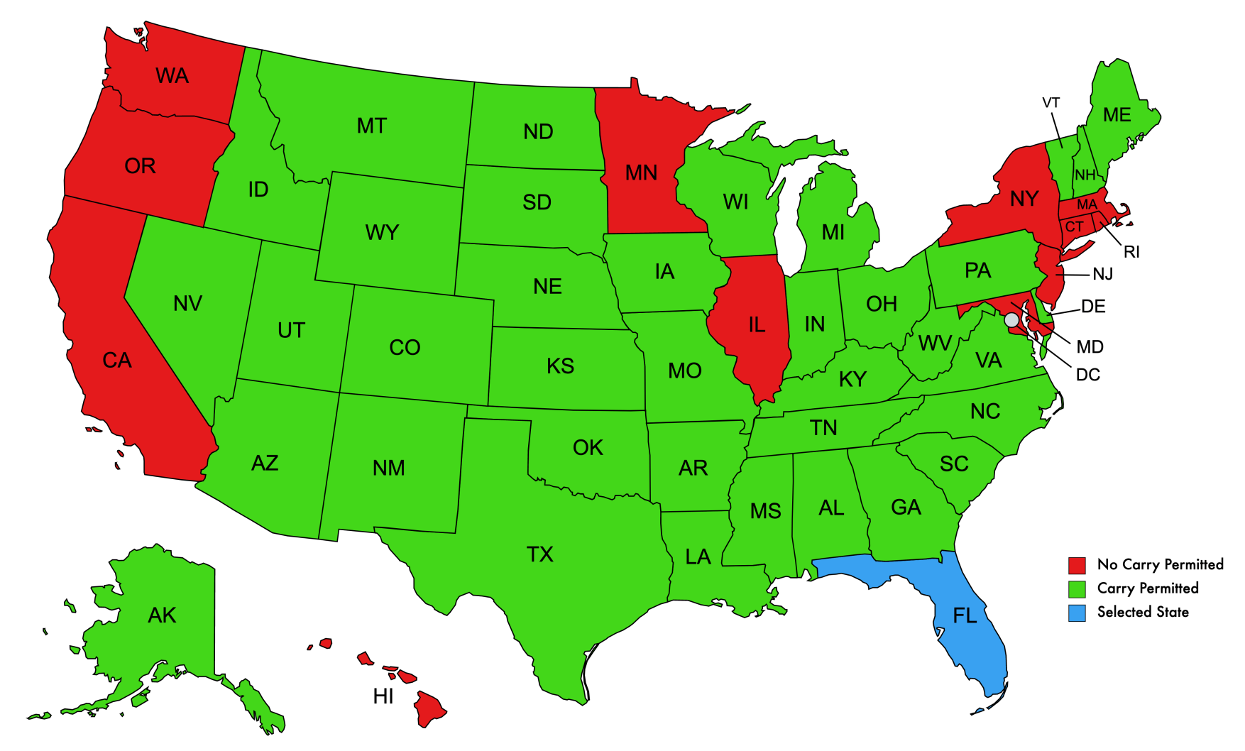 Utah Ccw Reciprocity Map Florida Concealed Carry Reciprocal States