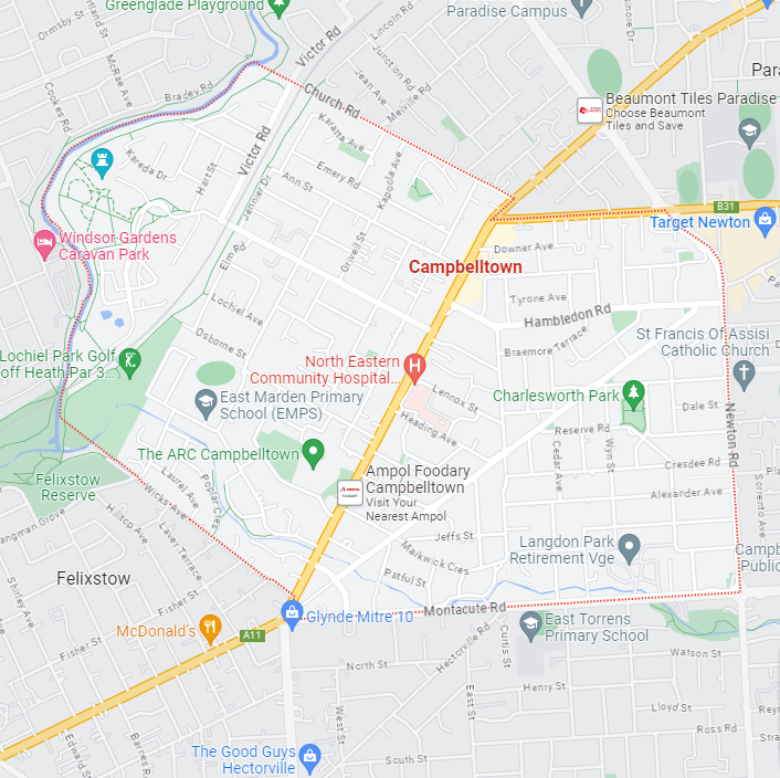 plumber Campbelltown SA (service area map)