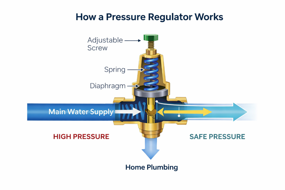 pressure regulator diagram how it works