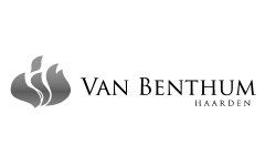 A black and white logo for van benthum haarden