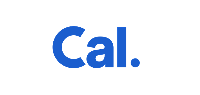 A blue cal logo on a white background.