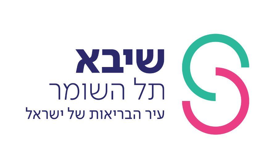 A logo for a company in hebrew with a green and pink s on a white background.