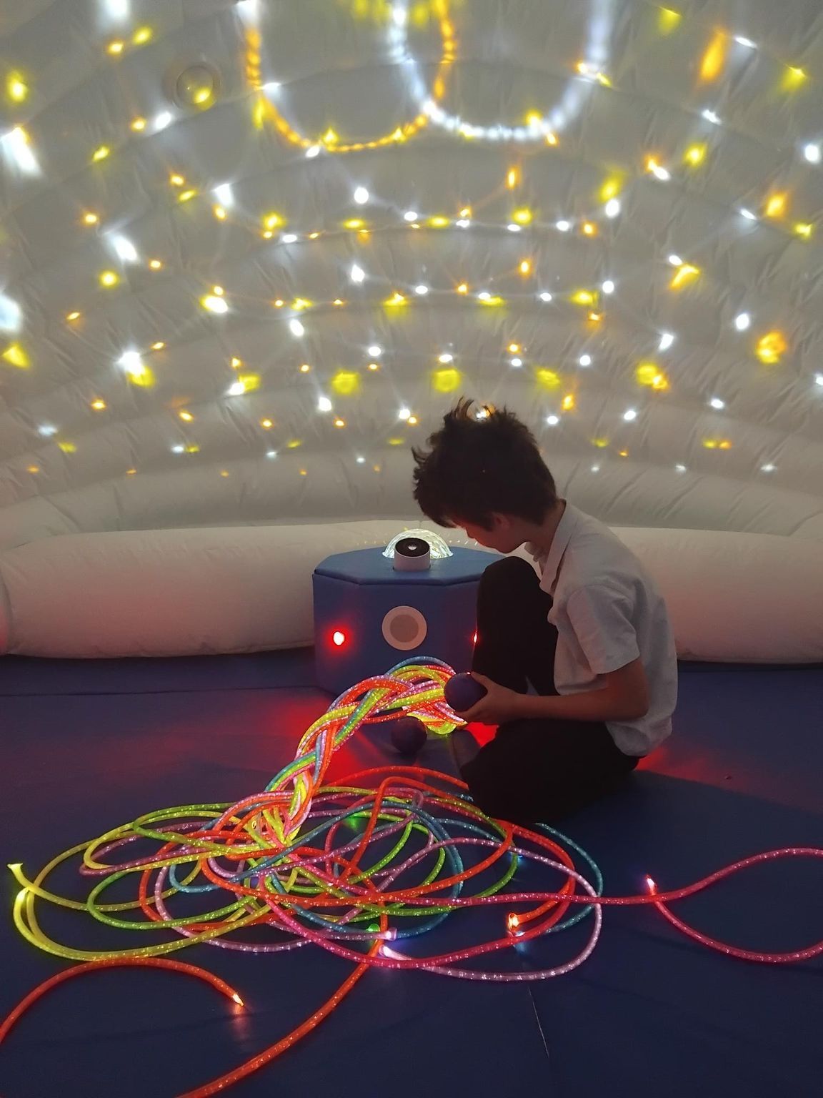 Melksham House Student enjoys Ambispace sensory igloo 