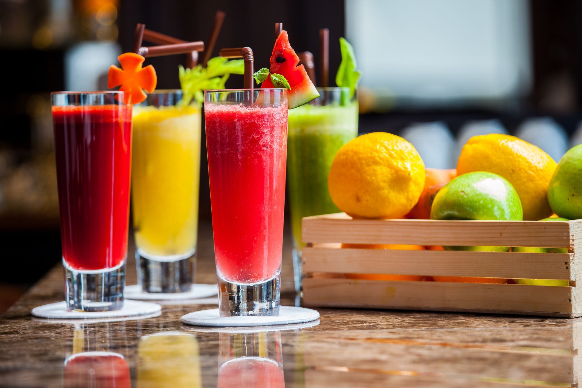 A variety of pressed juices.