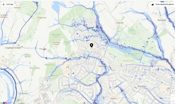 Brickhill Flood Risk Map 