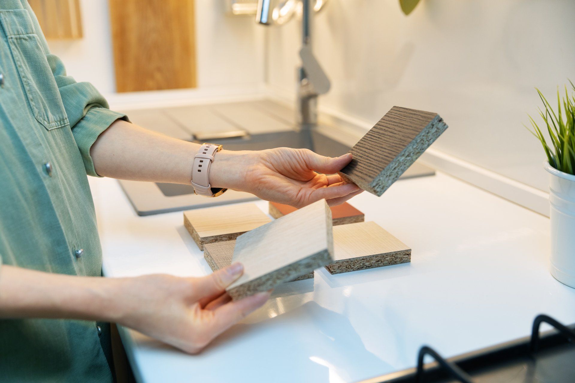 Kitchen worktop samples selection