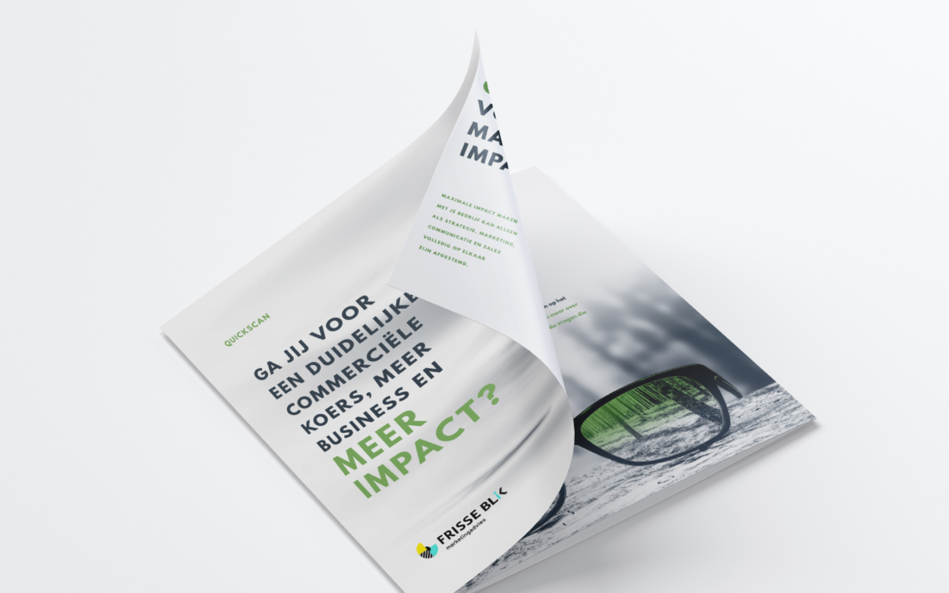 Voorbeeld van de brochure van Frisse Blik en Green Badger, ontwikkeld door Sparkblue.