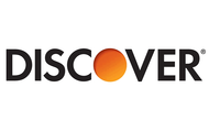 Discover logo with black text and an orange circle in the letter “o”