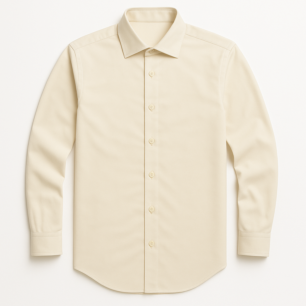 A white dress shirt with long sleeves and buttons