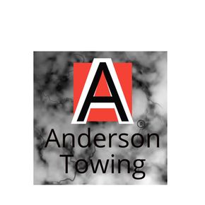 A black and white logo for anderson towing