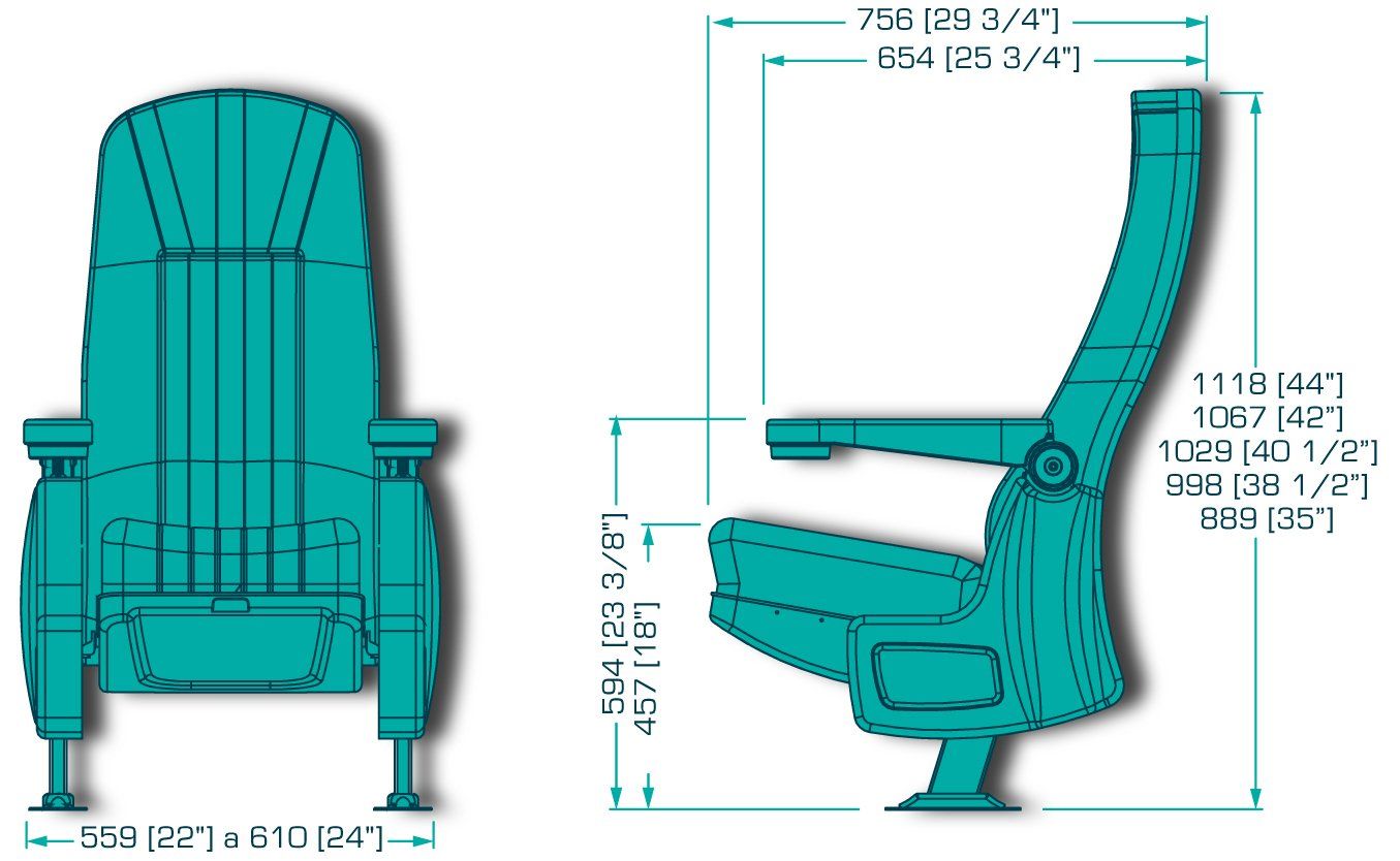 Dimensional drawing for Alessandria Deckard Verona Rocker