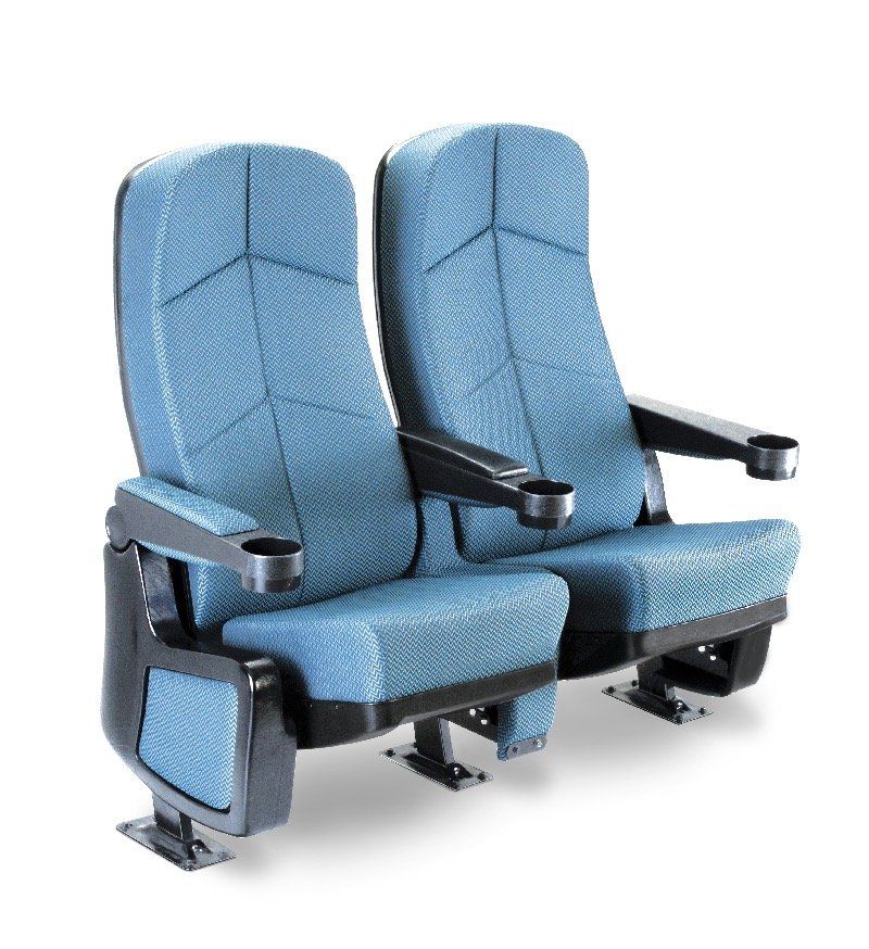 Angela Rocker Commercial Theater Seat in blue fabric