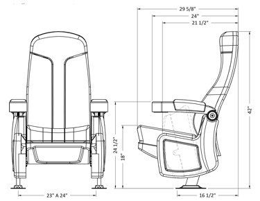 Dimensional Drawing of Forza Home Theater Seat Finesse Sonic Commercial Movie Theater Chair