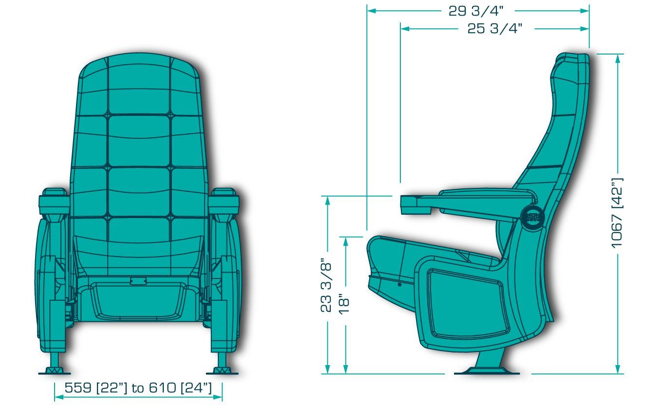 Dimensional Drawing of Imperial Rocker Home Theater Seat Theater Chair