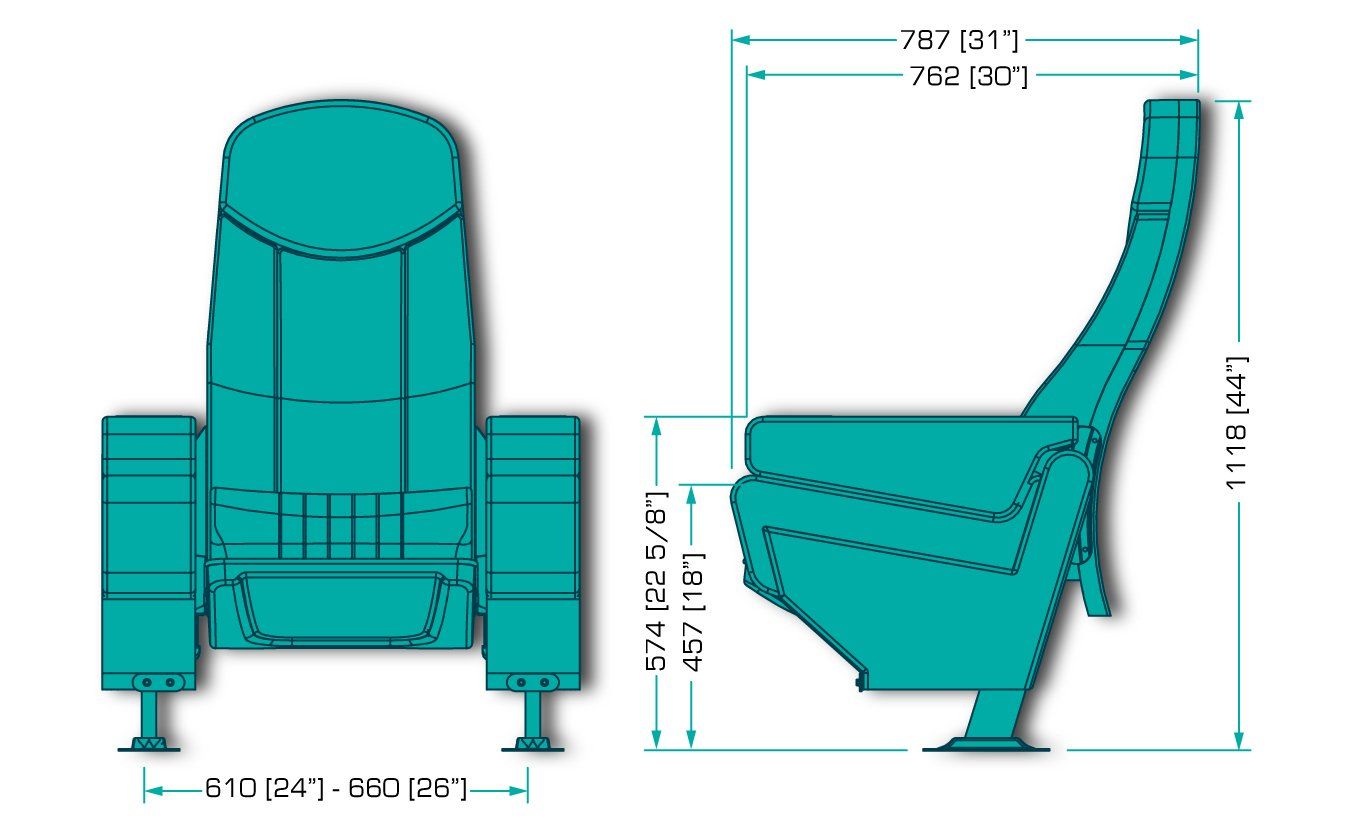 Omega Plus VIP Theater Seat Dimensional Drawing