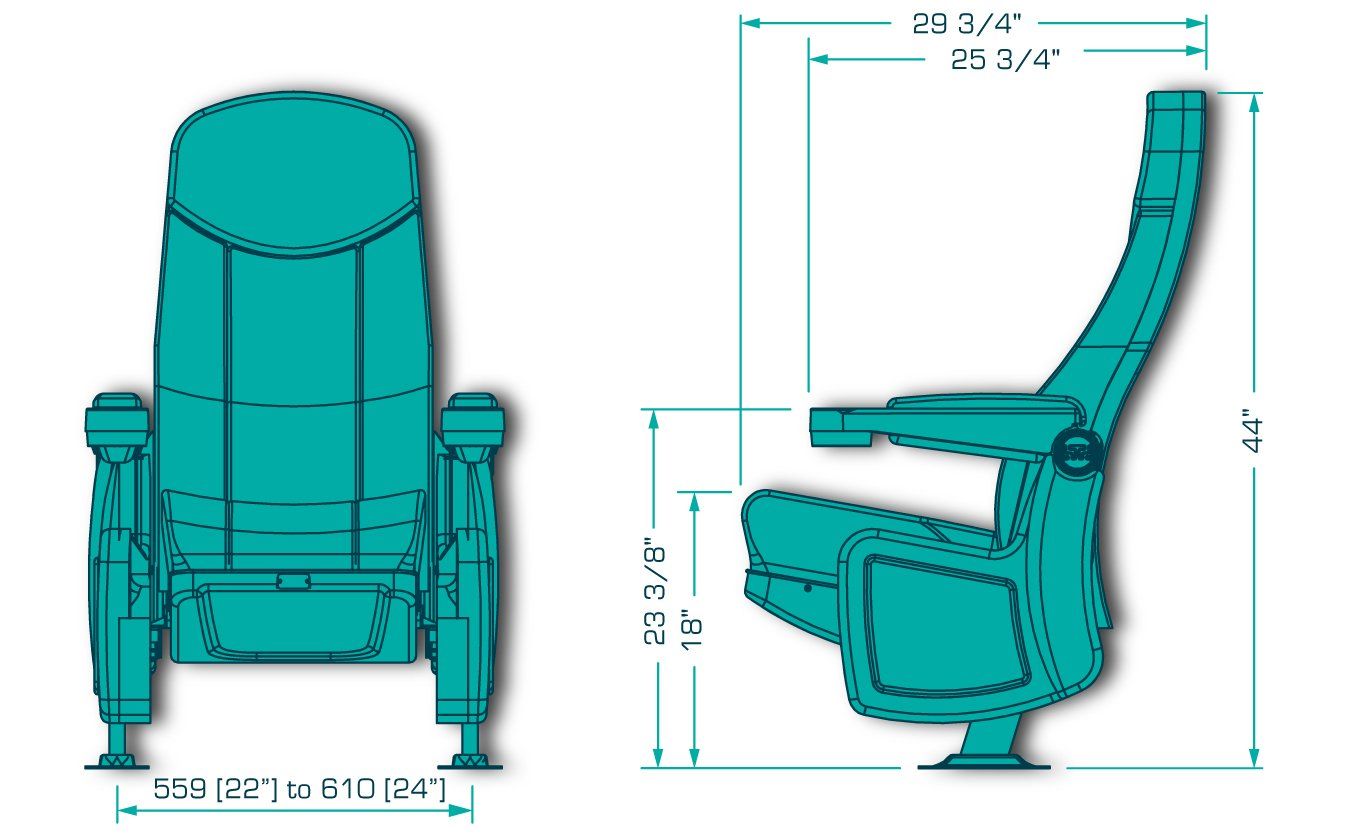 Dimensional Drawing of Omega Rocker Home Theater Seat Theater Chair