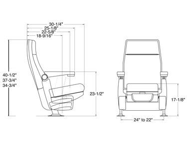 Dimensional Drawing of Premium Rocker Home Theater Seat Theater Chair