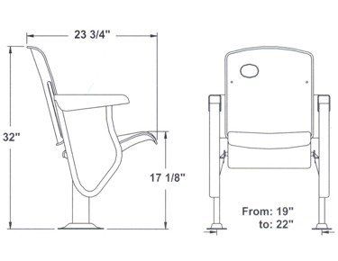 Dimensional Drawing for Roma Arena Seat