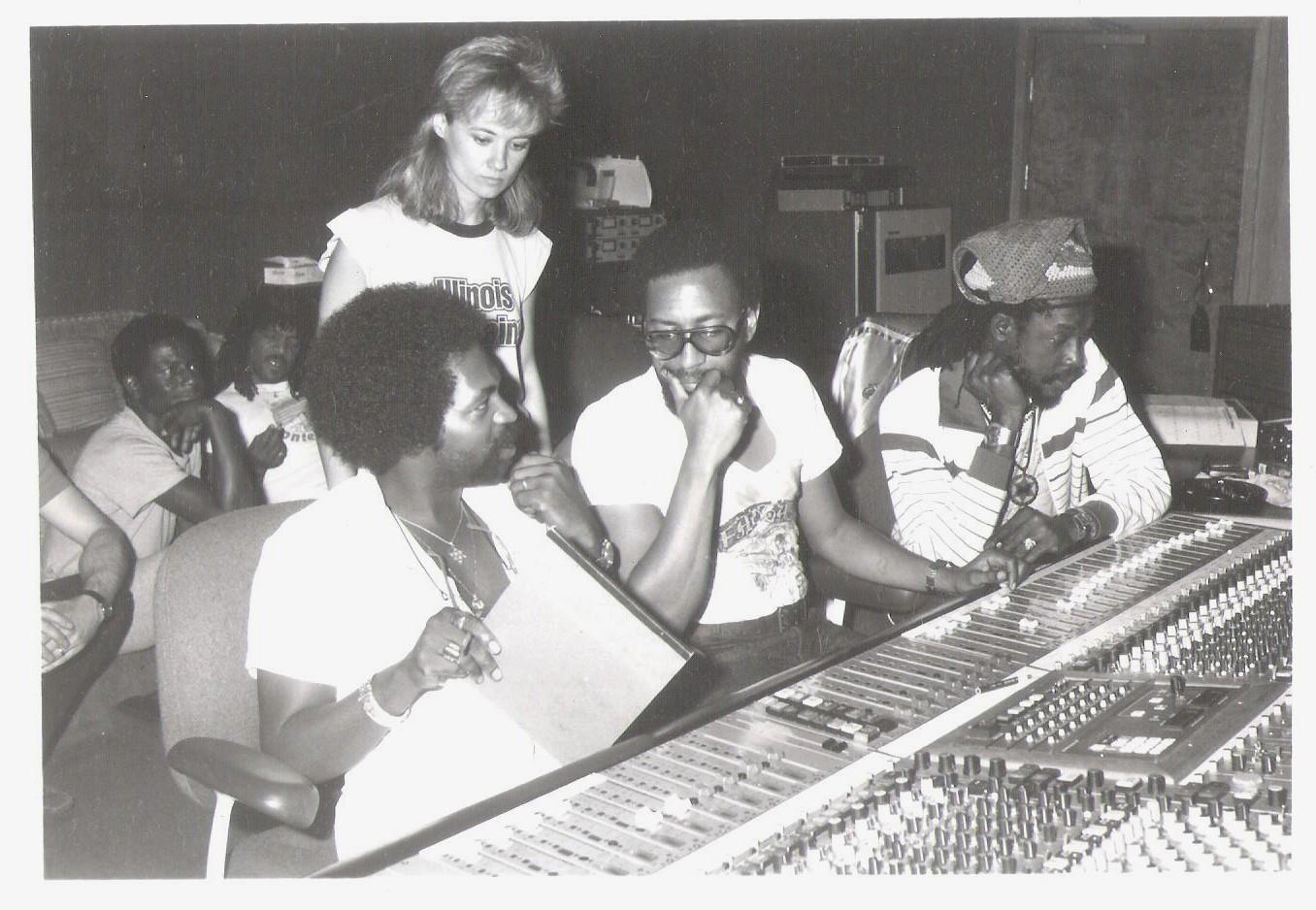 A black and white photo of a group of people