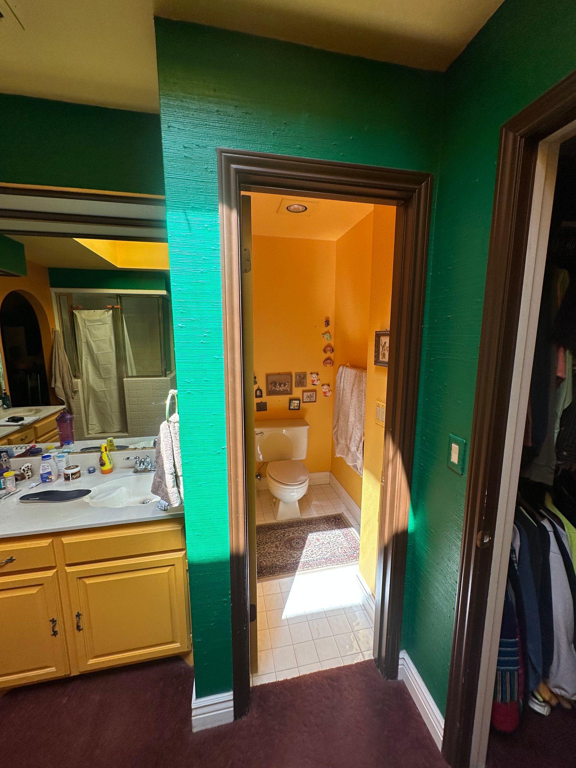 Outdated color scheme in bathroom toilet room 