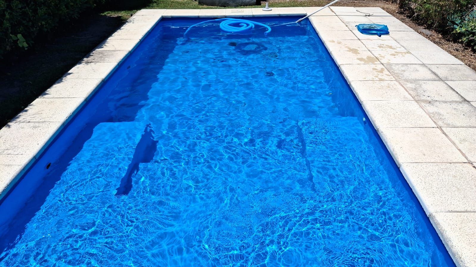 Un jardín formal con setos de boj que rodean macizos de rosas rojas, peonías rosas, caléndulas amarillas y lavanda morada.
