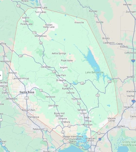 Map — Calistoga, CA — Pacific Tree Care
