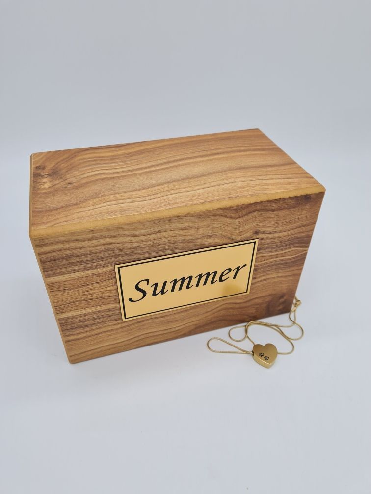 Wooden Urn With Nameplate — Furever Pet Cremations in Rockhampton, QLD