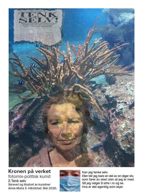 En kvinne med en maske i ansiktet er omgitt av koraller.