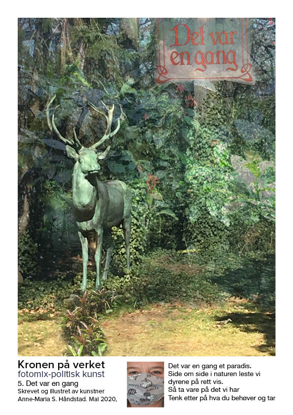 En rådyr statue står midt i en skog.