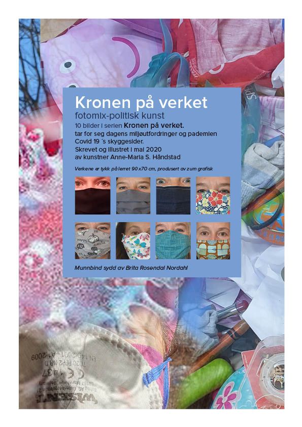 En plakat med en collage av bilder av mennesker med ansiktsmasker.