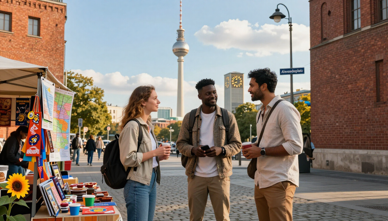 Travelers exploring Berlin's culture and local experiences near Alexanderplatz.