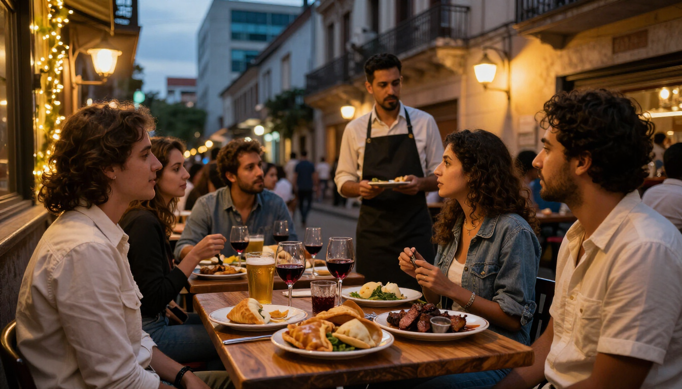 Viajantes aproveitando bares vida noturna e comida argentina em Palermo Buenos Aires