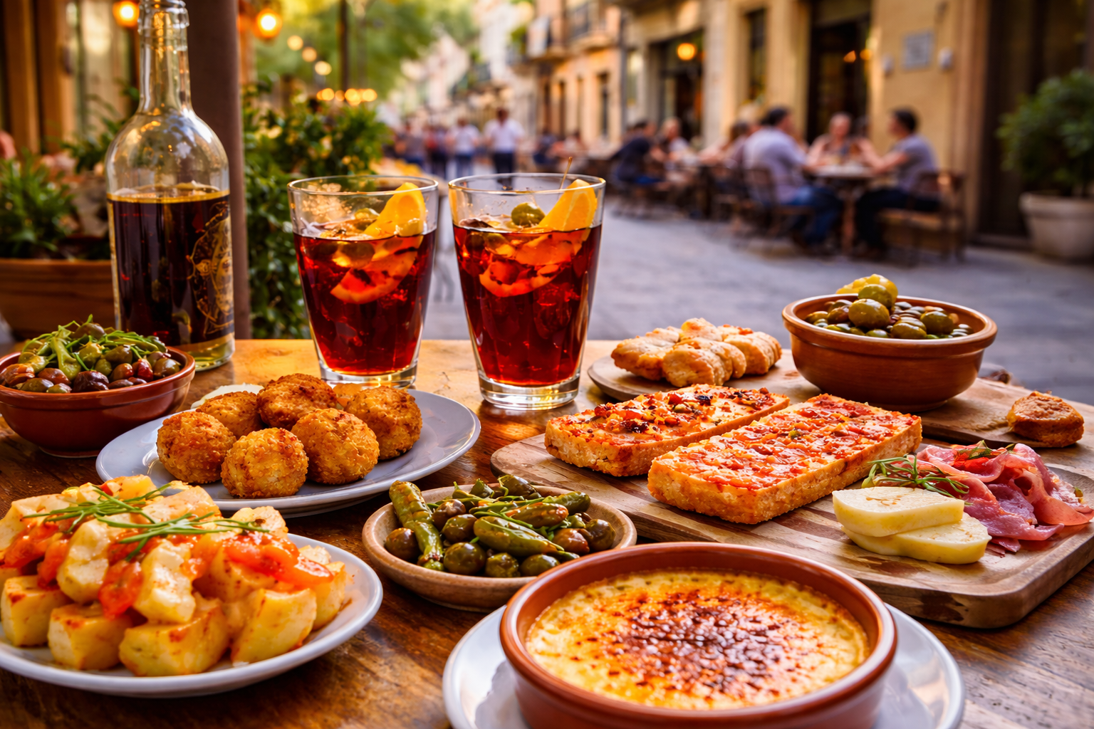 Tapas et vermouth à Barcelone dans le quartier de Gràcia avec plats locaux, dessert et ambiance