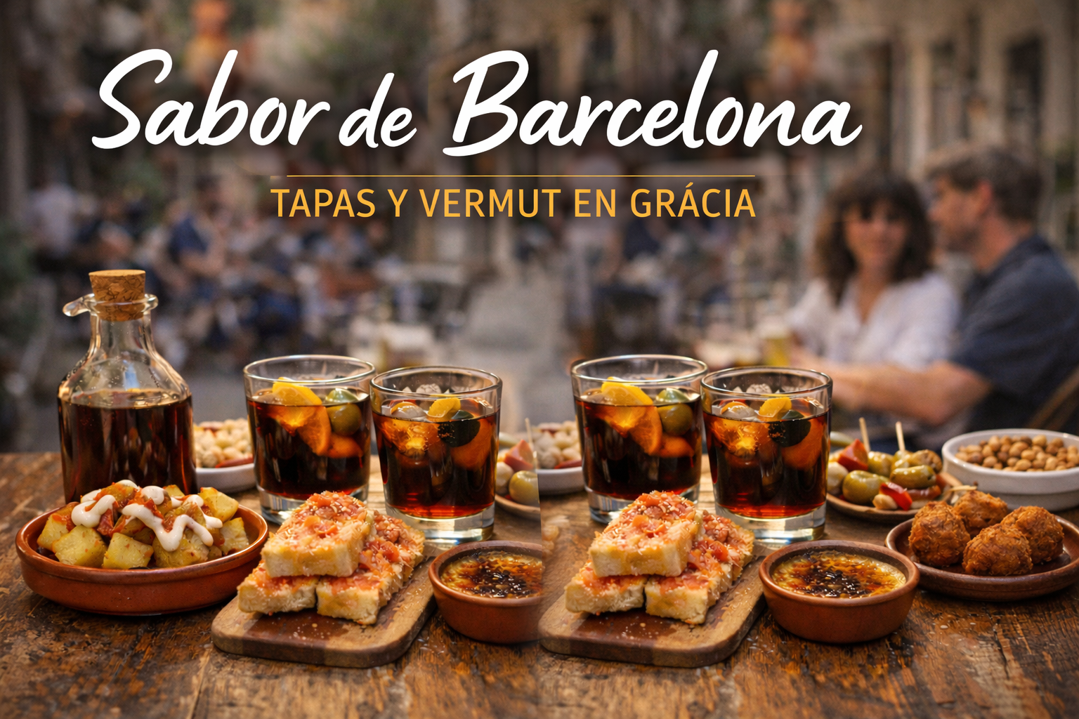 Tapas y vermut en Gràcia Barcelona en un tour gastronómico en grupo pequeño con postre incluido