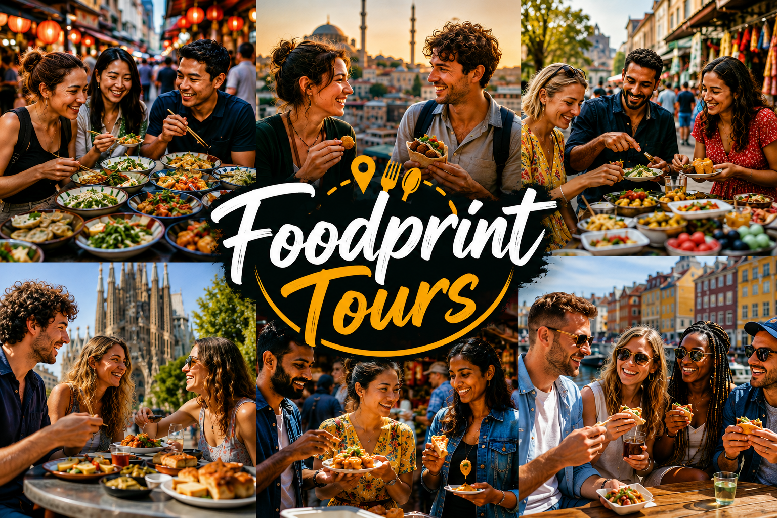 Viajeros disfrutando food tours auténticos y experiencias gastronómicas locales alrededor del mundo