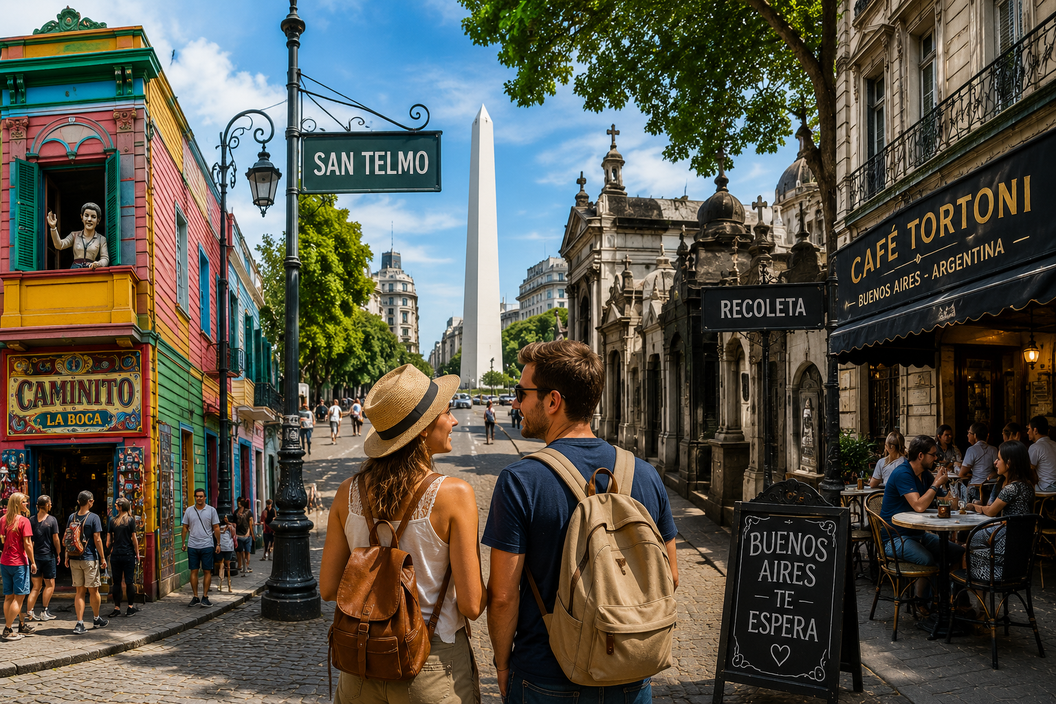 Viajeros explorando barrios monumentos y cultura local en Buenos Aires Argentina