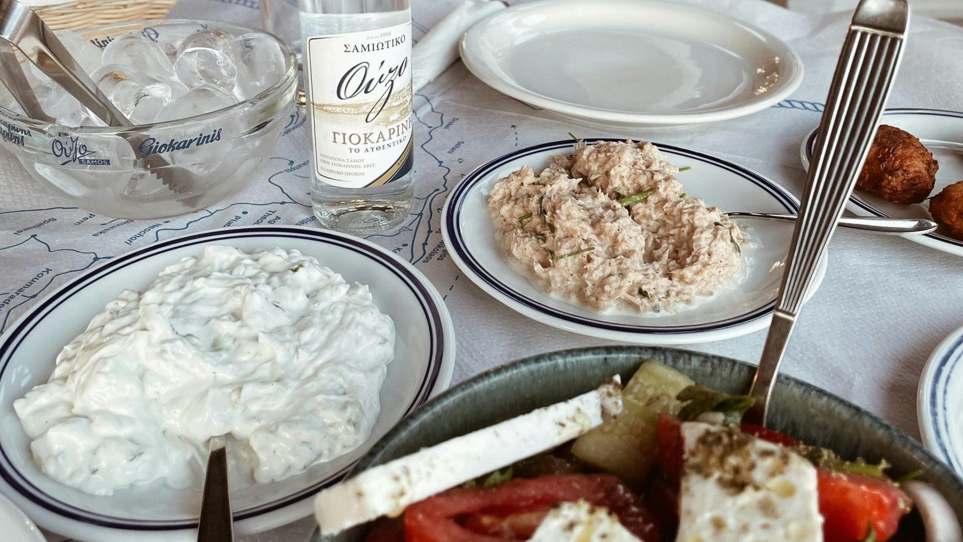 Glass of ouzo with meze in a traditional Athens bar