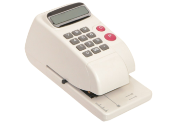 Máquina emisora ​​de cheques con teclado, impresión en cheque.