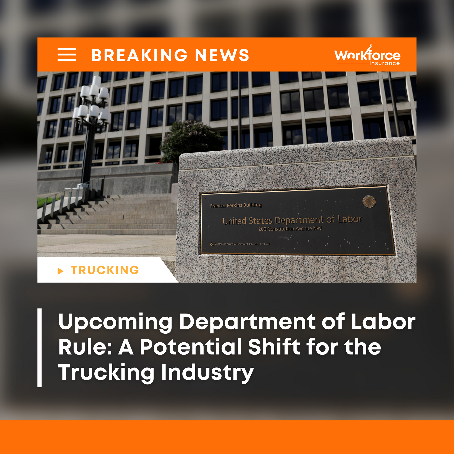 The United States Department of Labor Sign and Building In Washington DC