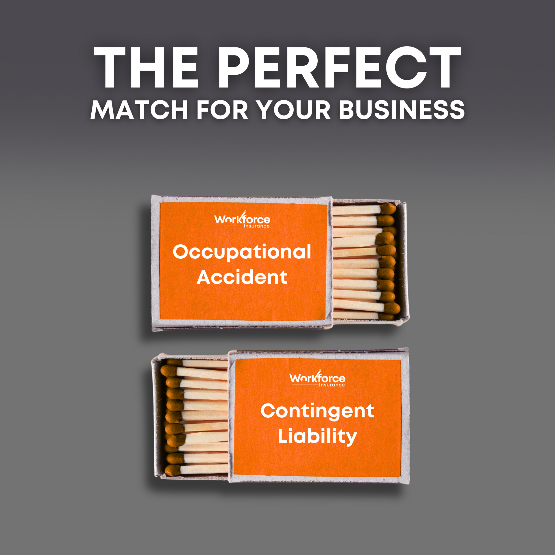 Matchstick boxes with 'Occupational Accident' and 'Contigent Liability' written on them.