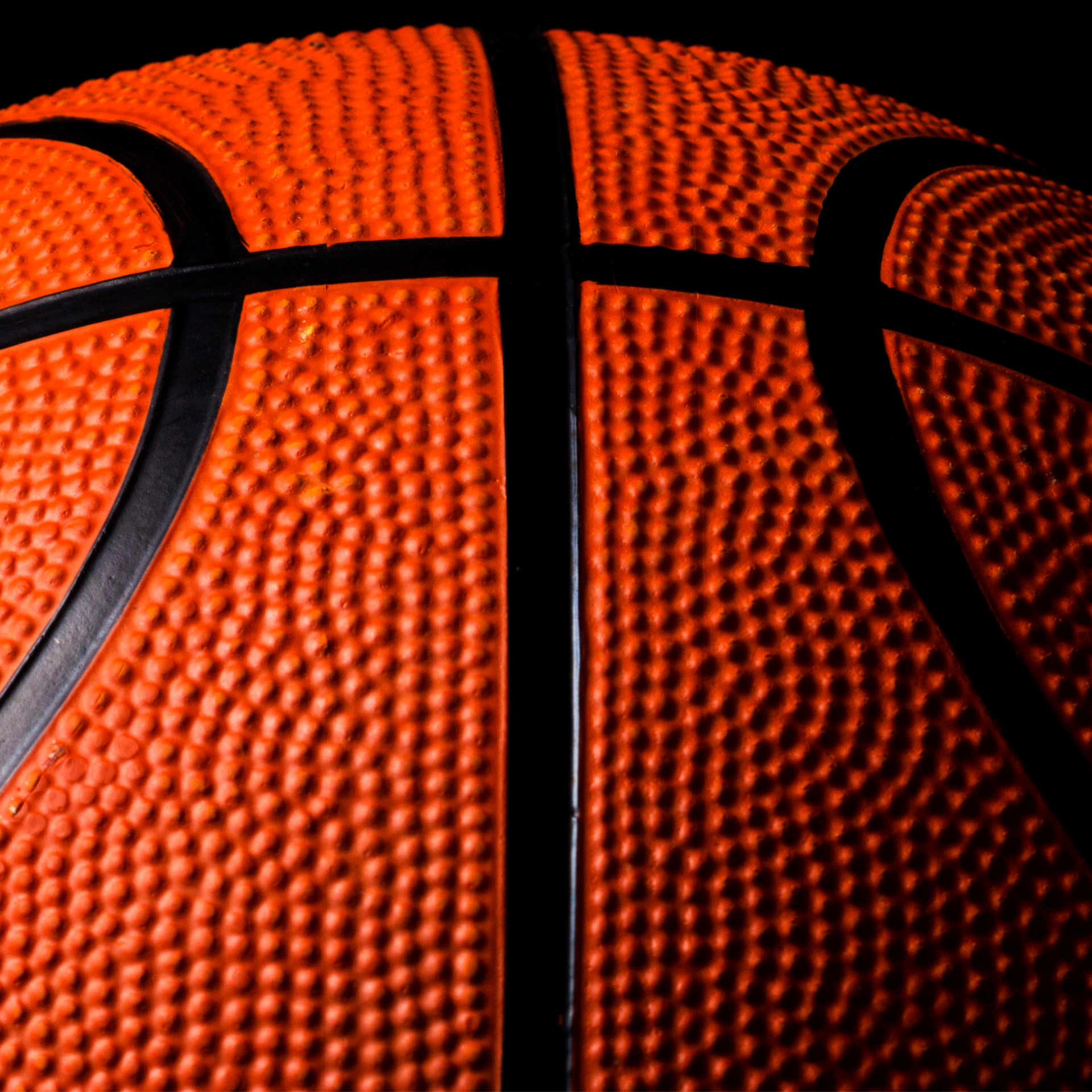 A close-up of a basketball.