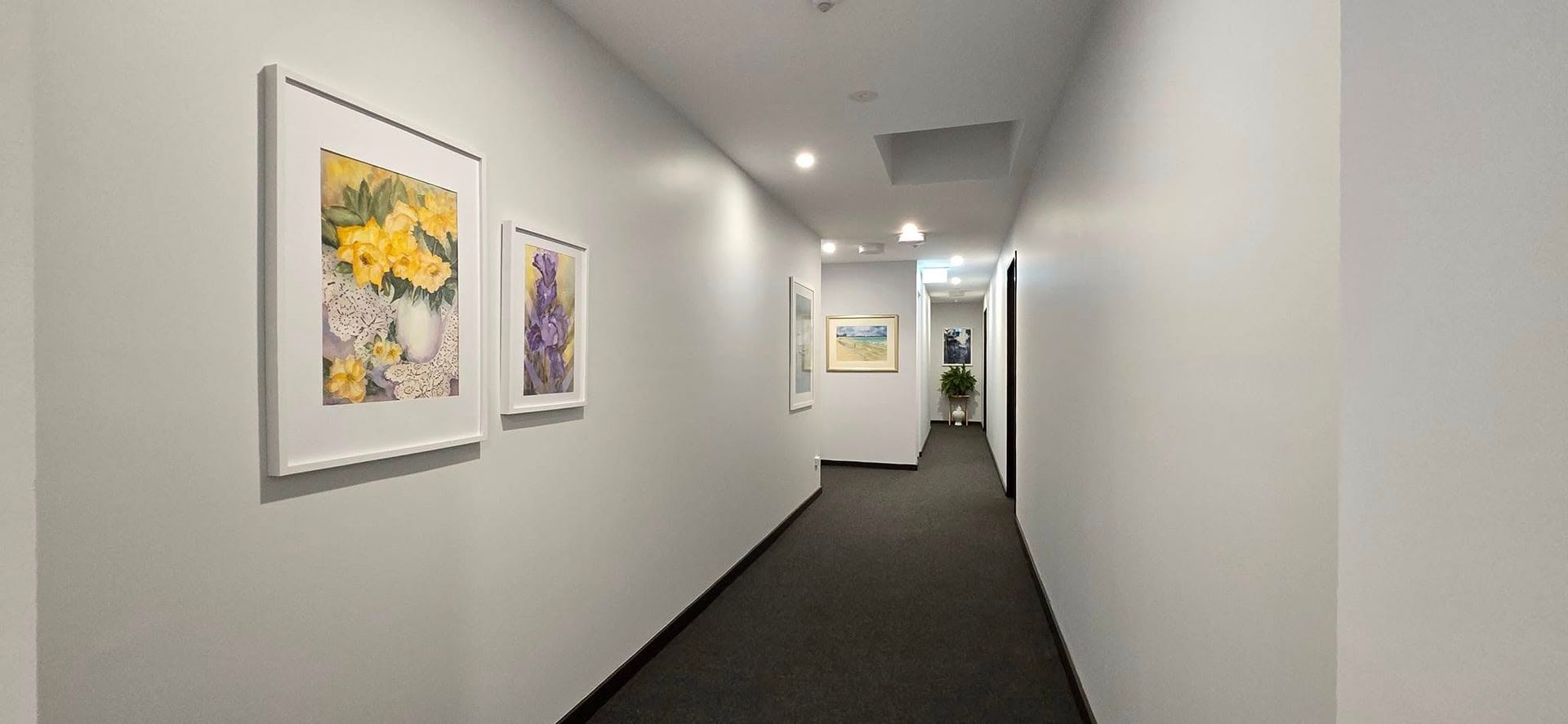 A Long Hallway With Paintings on the Wall — JAX Painting Services in Central Coast, NSW